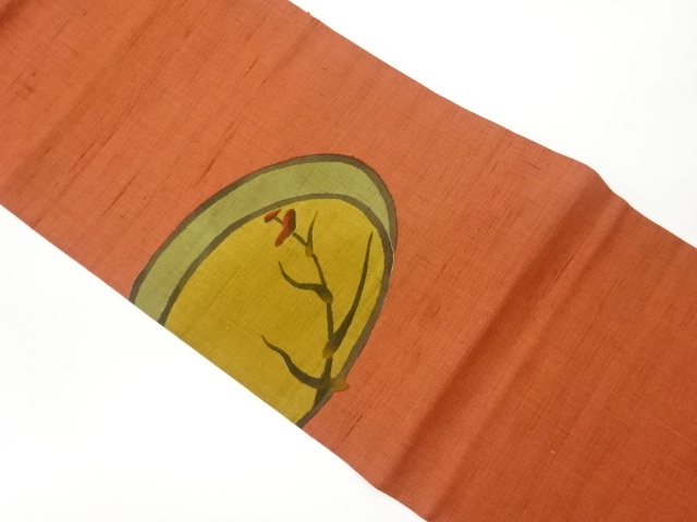 JAPANESE KIMONO / VINTAGE NAGOYA OBI / TSUMUGI / EMBROIDERY / PLANTS